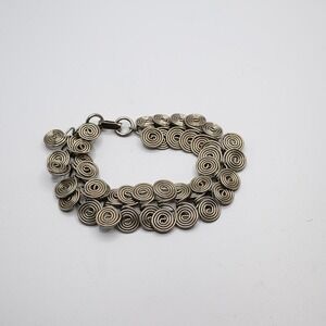 Bracelet hand-wrought Silver Tone swirl bracelet 9"
